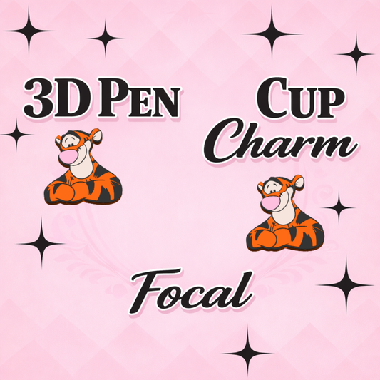 CUTESY TIGER Focal for Pen & Cup Charms -Interchangeable Decorative Pen Toppers