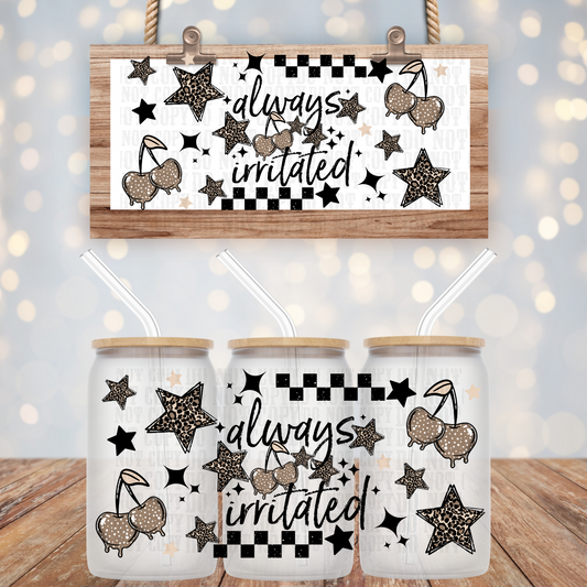 CHECKERED CHERRY ALWAYS IRRITATED UV DTF CUP WRAP