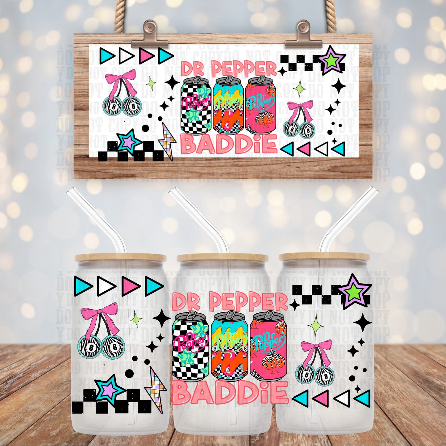 NEON DP BADDIE UV DTF CUP WRAP - SHOP EXCLUSIVE