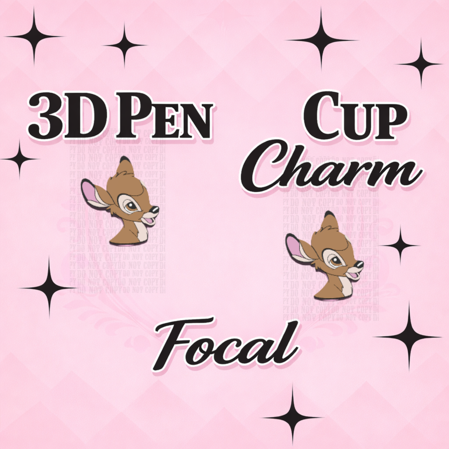 BABY DEER  Focal for Pen & Cup Charms -Interchangeable Decorative Pen Toppers