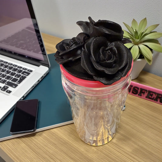 🌹 Rose Lid Topper – 3D Printed Floral Straw Topper | Tumbler Accessory-Triple Rose
