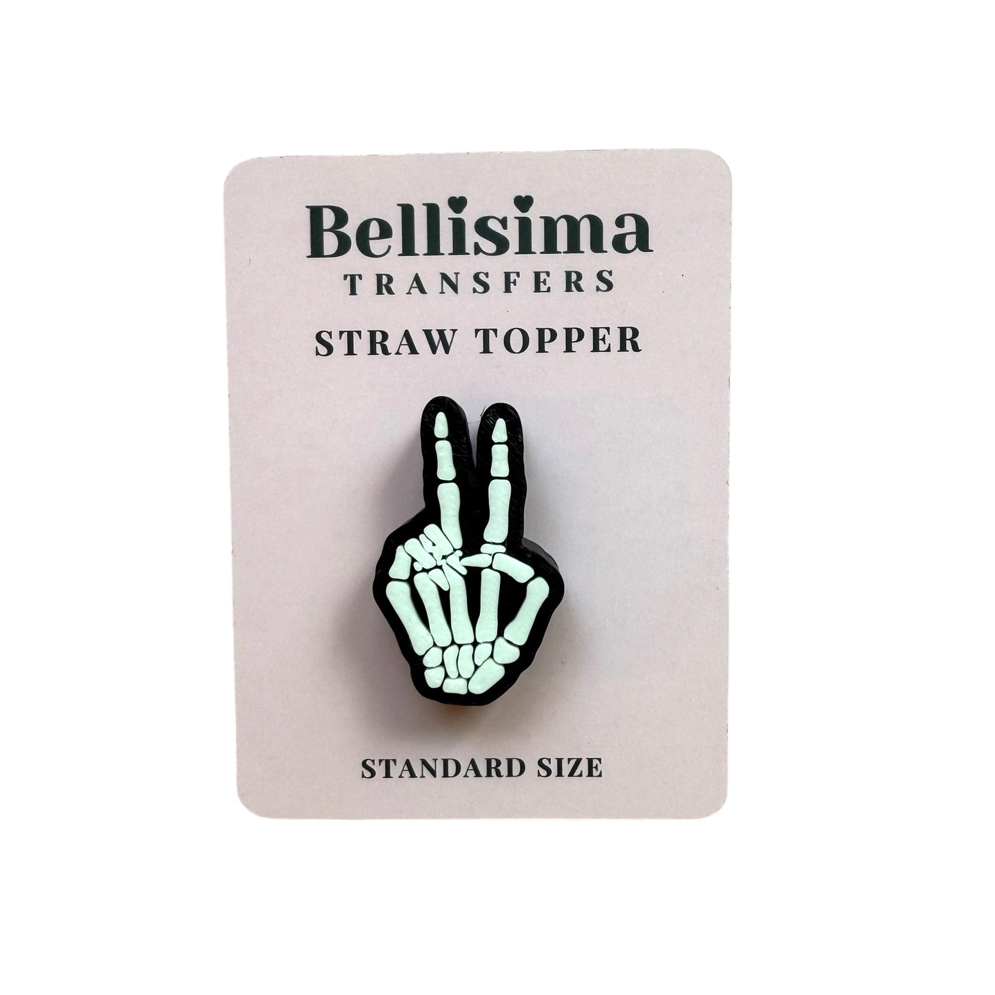 3D PEACE SKELLY STRAW  TOPPER STANDARD SIZE