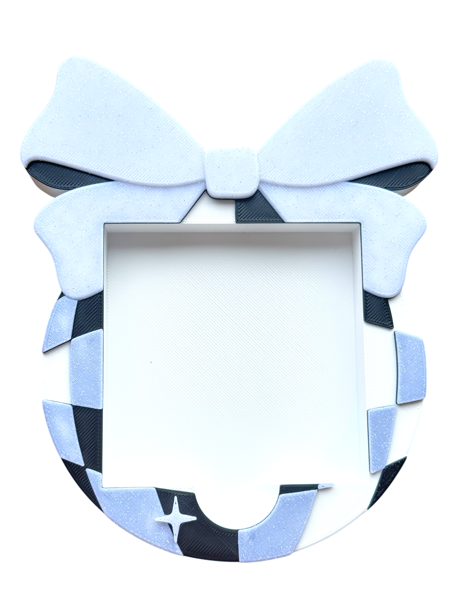 Disco Bow 3D Sticky Note Holder | Cute Checkered Desk Organizer