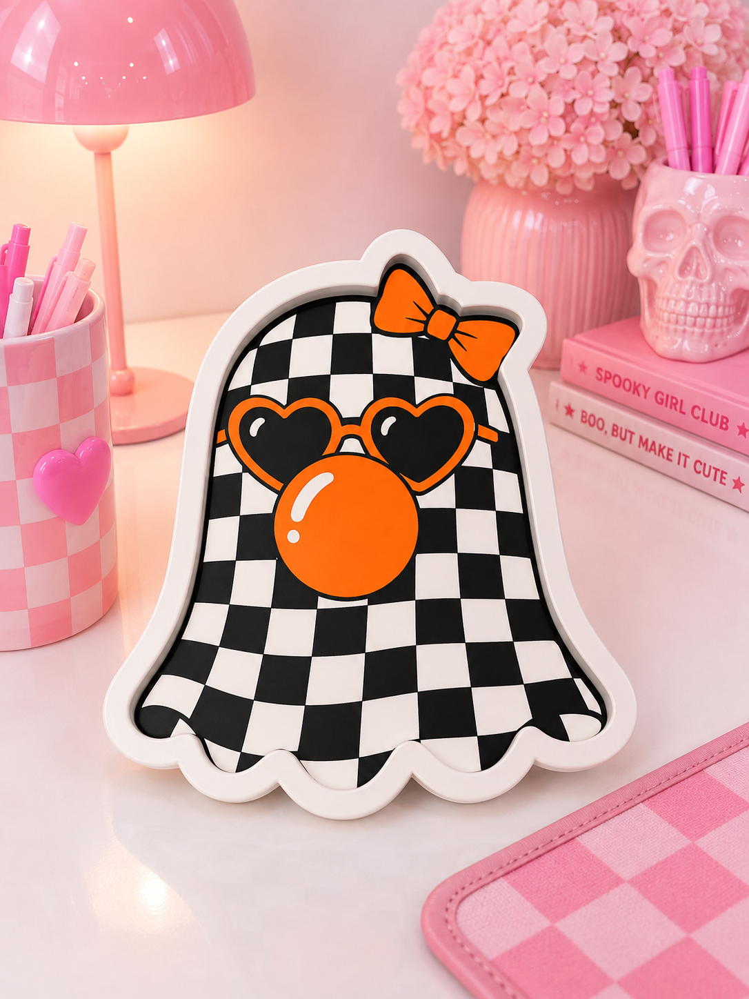 Checker GHOST Trinket Tray | Cute 3D Printed Catch-All Dish