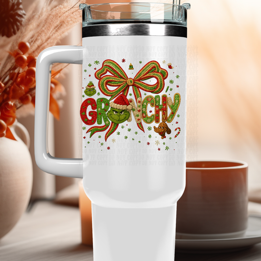 40oz FAUX EMBROIDERY COQUETTE GRUMP UV DTF DECAL