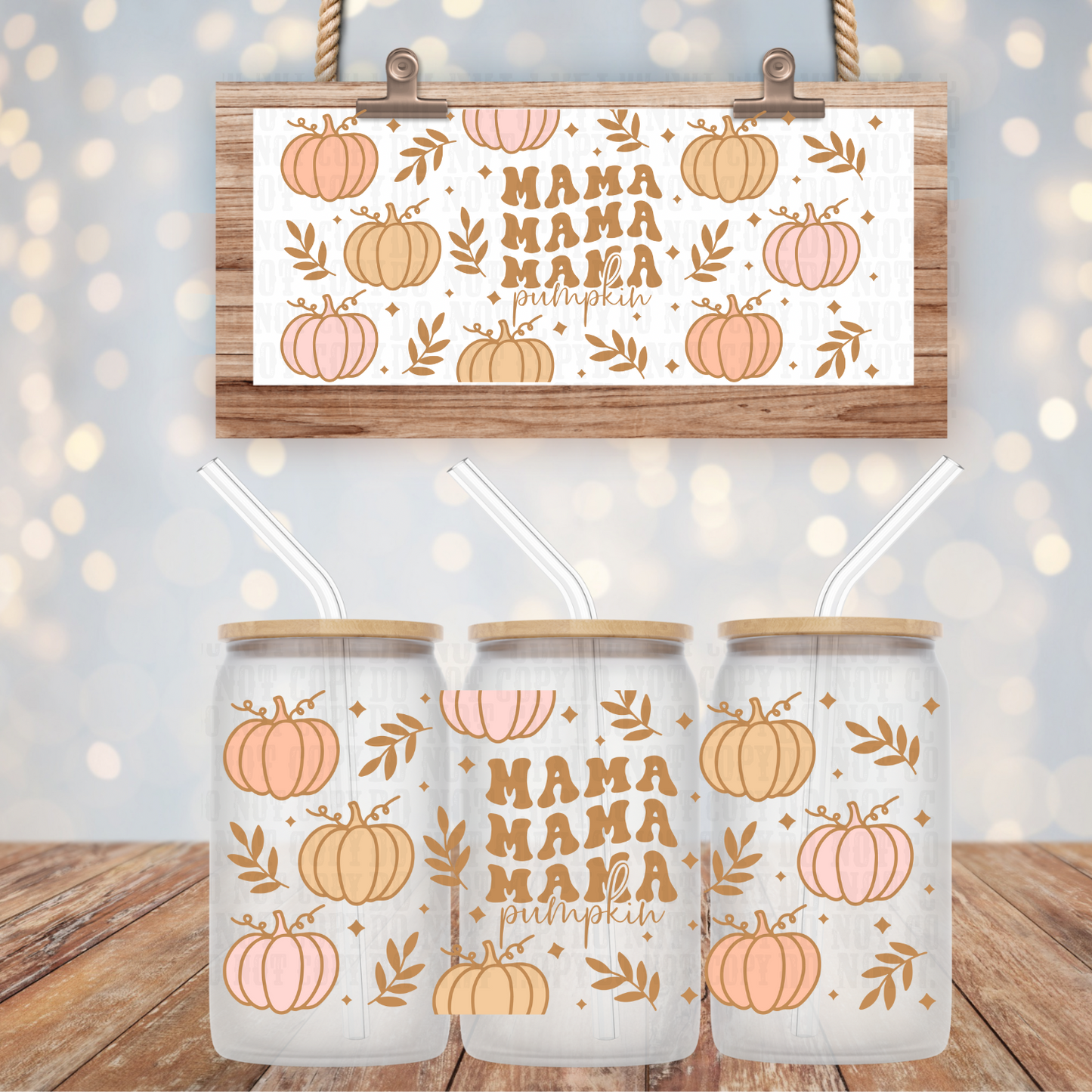 MAMA PUMPKIN UV DTF CUP WRAP