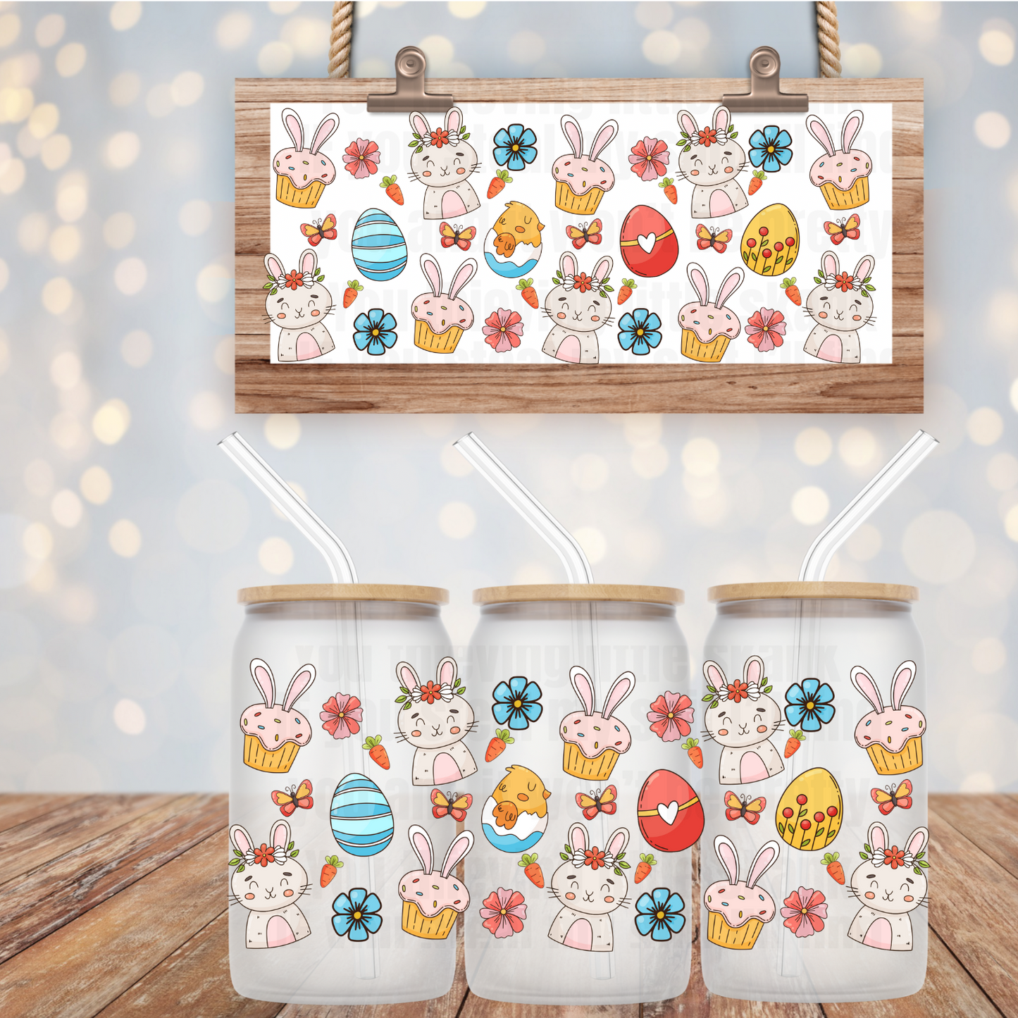 BUNNY EGGS 16oz UV DTF CUP WRAP