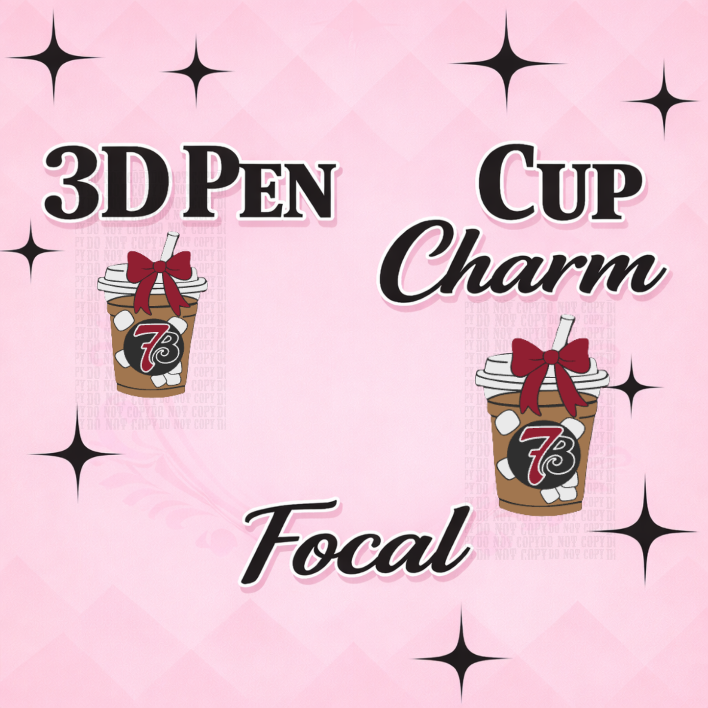 RED 7 BREW BOW Focal for Pen & Cup Charms -Interchangeable Decorative Pen Toppers