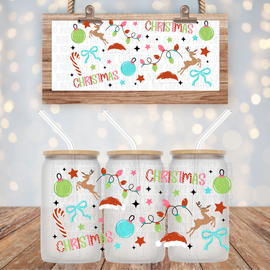 COLORFUL CHRISTMAS ELEMENTS UV DTF CUP WRAP
