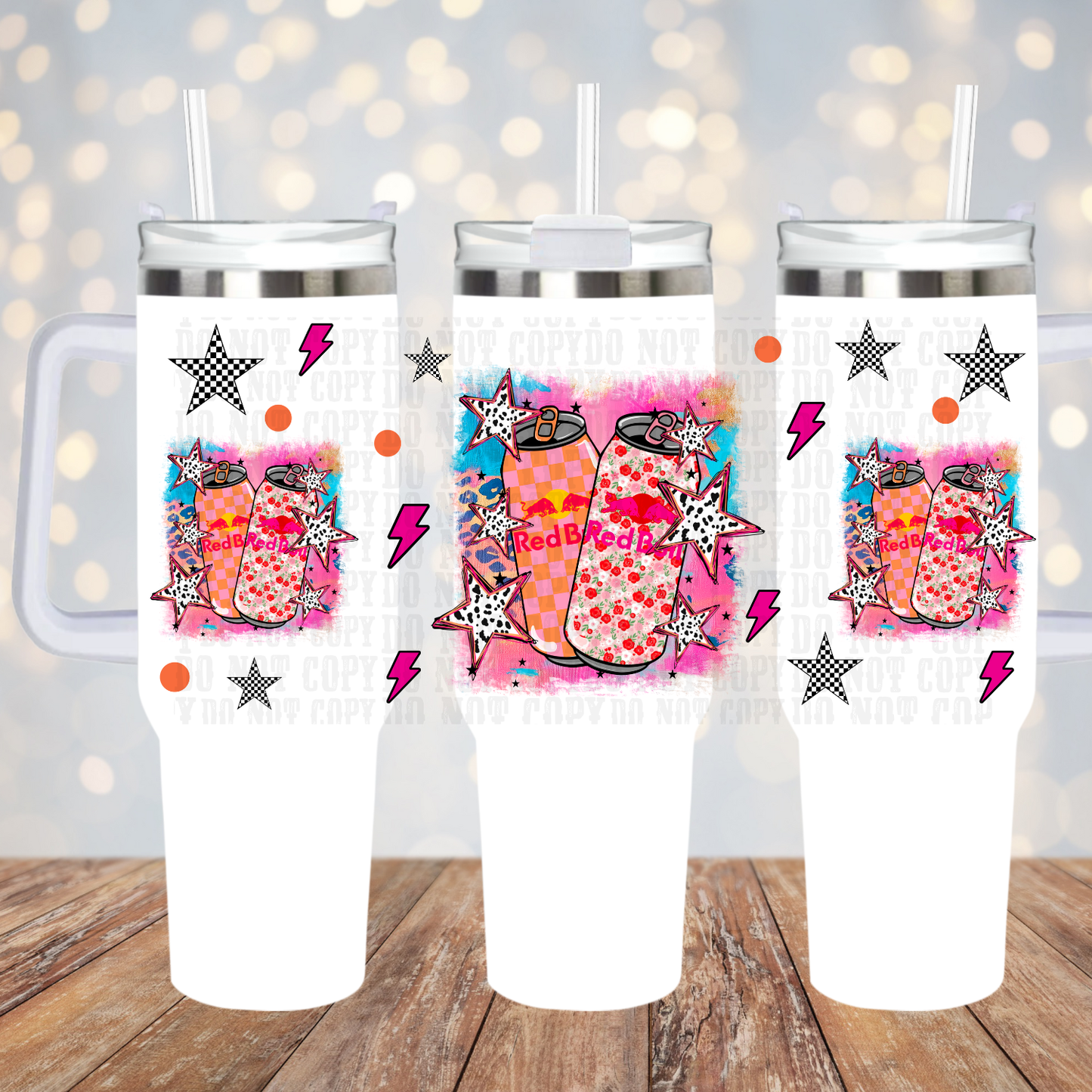 40oz FESTIVE RED BULL  UV DTF CUP WRAP