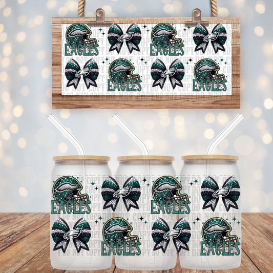 EAGLES STACKED FAUX RHINESTONE -  16oz UV DTF CUP WRAP