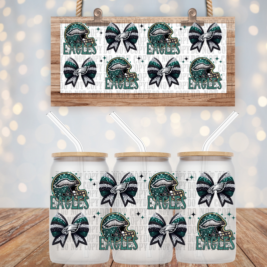 EAGLES STACKED FAUX RHINESTONE - 16oz UV DTF CUP WRAP