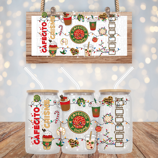 CHRISTMAS CAFECITO Y CHISME UV DTF CUP WRAP