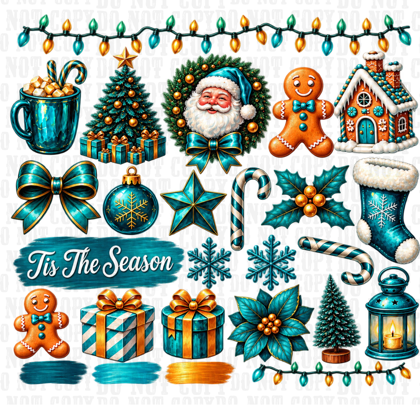 JEWELED CHRISTMAS  UV DTF ELEMENT SHEET
