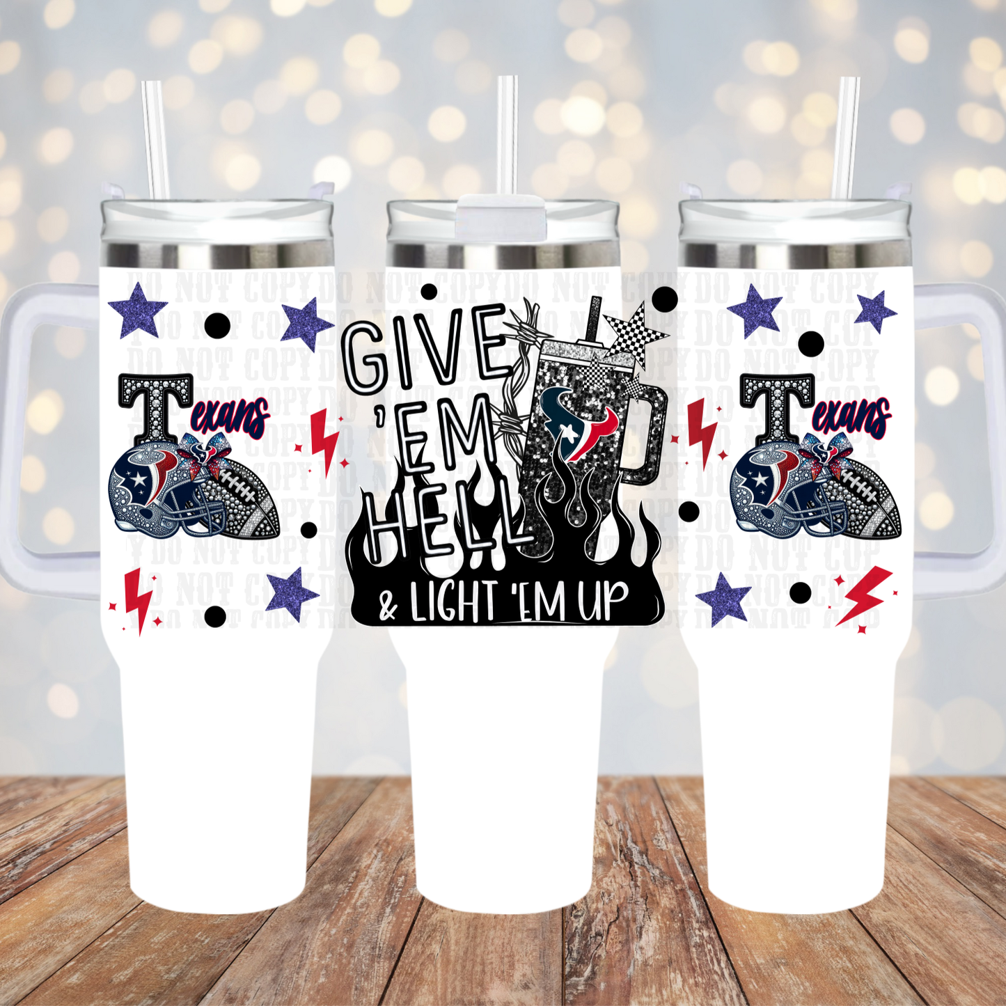 40OZ GIVE EM HELL Football Bundle UV DTF CUP WRAP