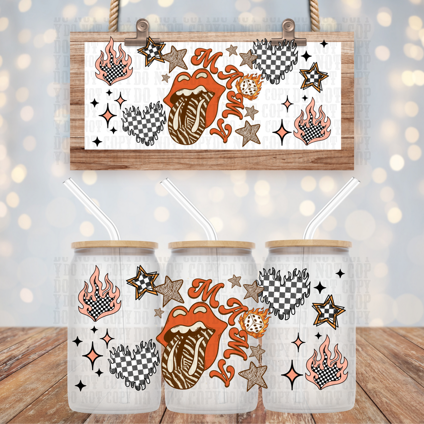 ZEBRA TOUNGE MAMA UV DTF CUP WRAP - SHOP EXCLUSIVE