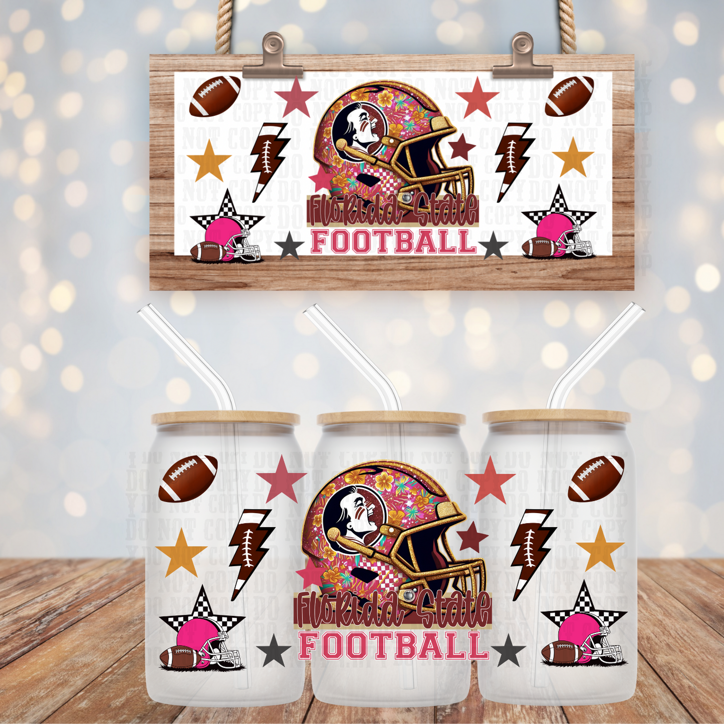 COLLEGE FOOTBALL BUNDLE UV DTF CUP WRAP