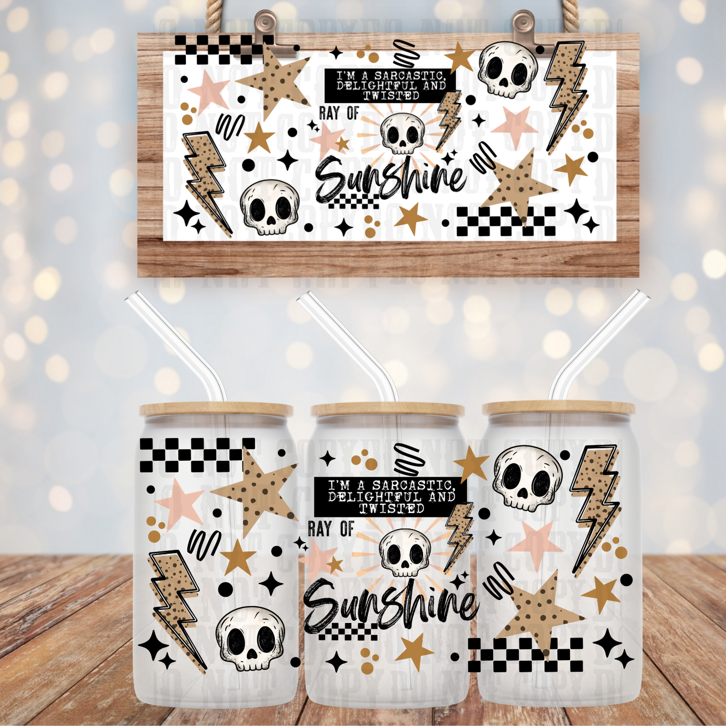 RAY OF SUNSHINE UV DTF CUP WRAP