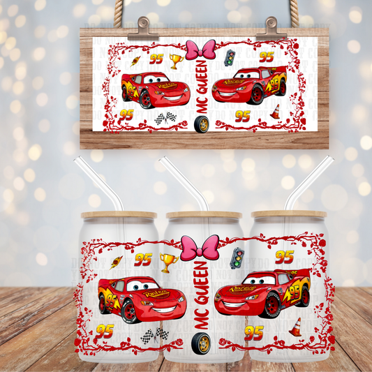 RED CAR BORDER UV DTF CUP WRAP
