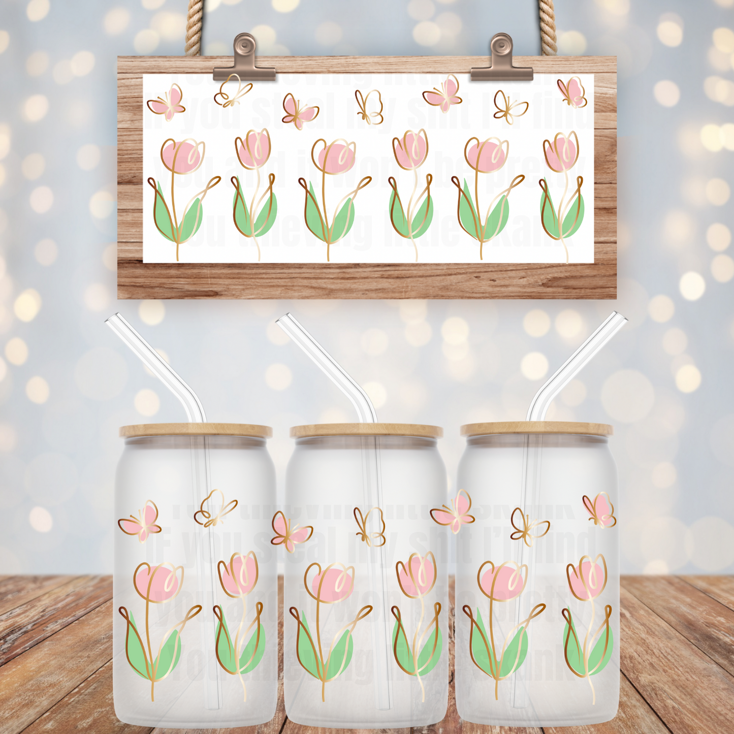 TULIP BUTTERFLY GARDEN- UV DTF CUP WRAP