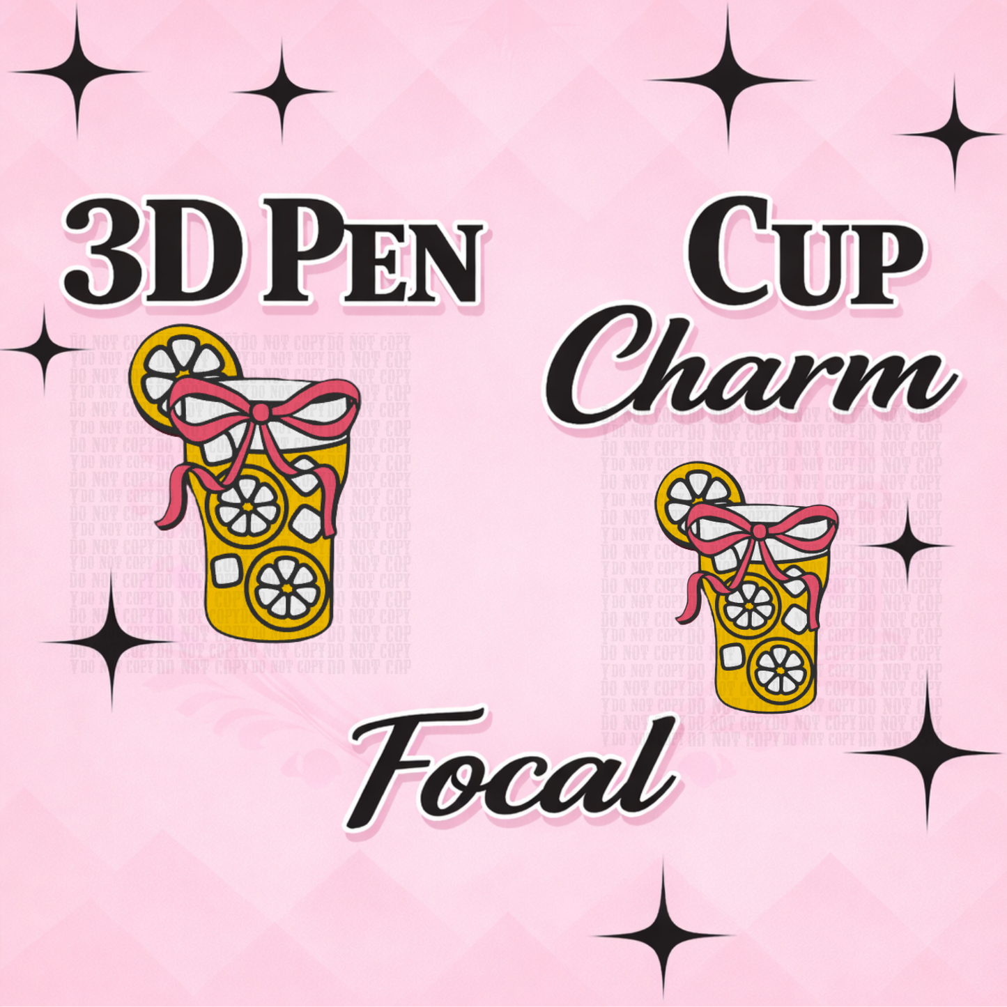 LEMONADE  Focal for Pen & Cup Charms -Interchangeable Decorative Pen Toppers
