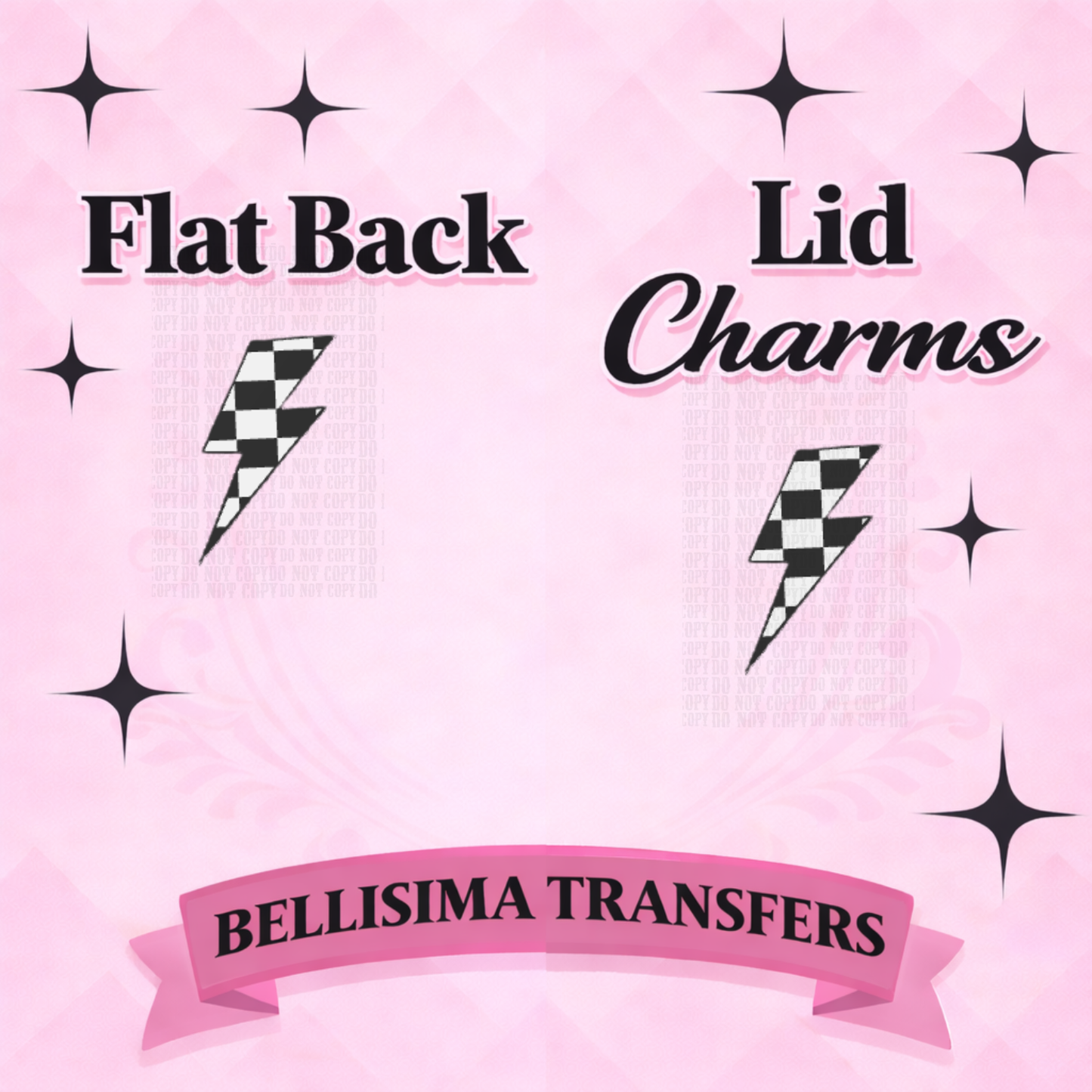 CHECKER BOLT  Flat Back Lid Charms