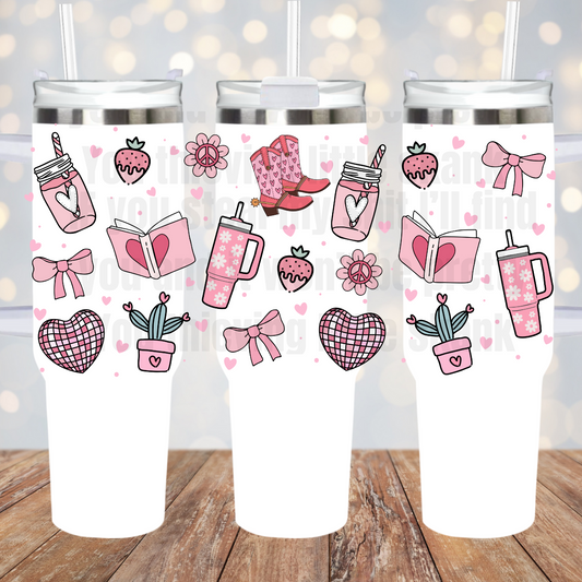 40oz PINK GIRLY UV DTF Cup Wrap
