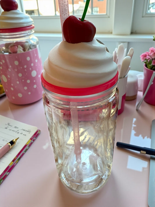 ☁️ 16oz Whipped Cherry – 3D Printed Tumbler Lid Accessory