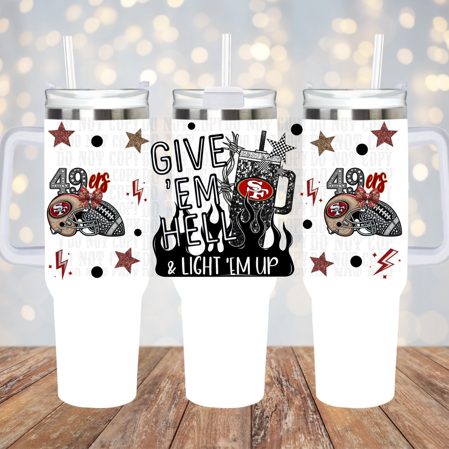 40OZ GIVE EM HELL Football Bundle UV DTF CUP WRAP