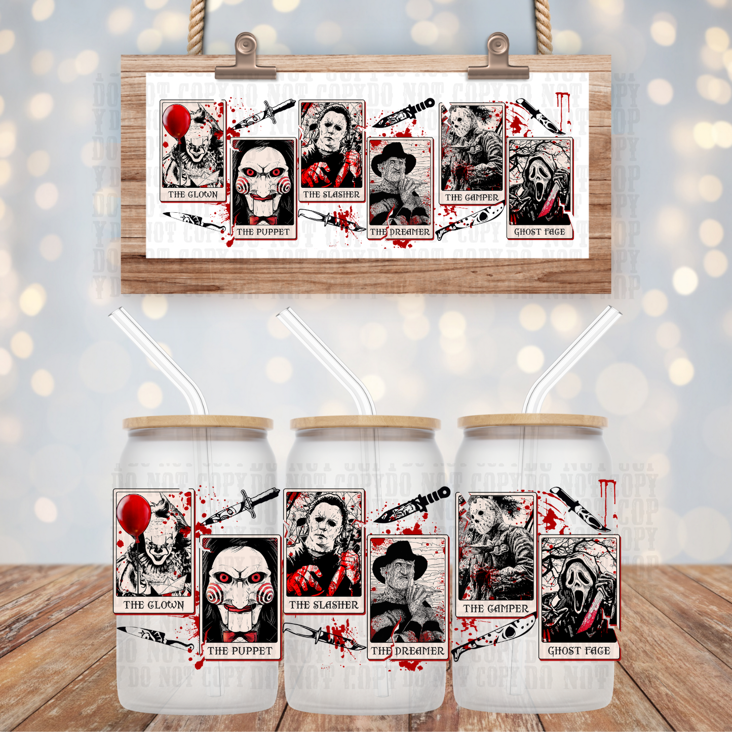 HORROR PORTRAIT UV DTF CUP WRAP