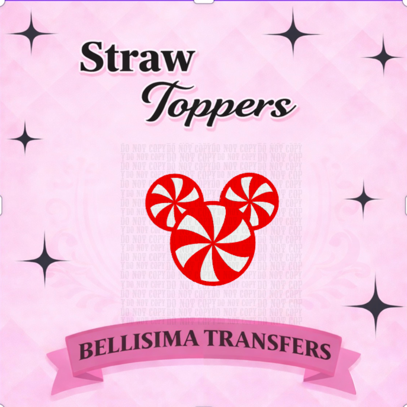 PEPPERMINT MOUSE  STRAW TOPPER STANDARD SIZE OR STANLEY