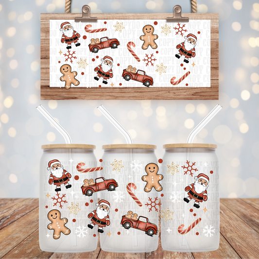 TRADITIONAL SANTA ELEMENTS UV DTF CUP WRAP