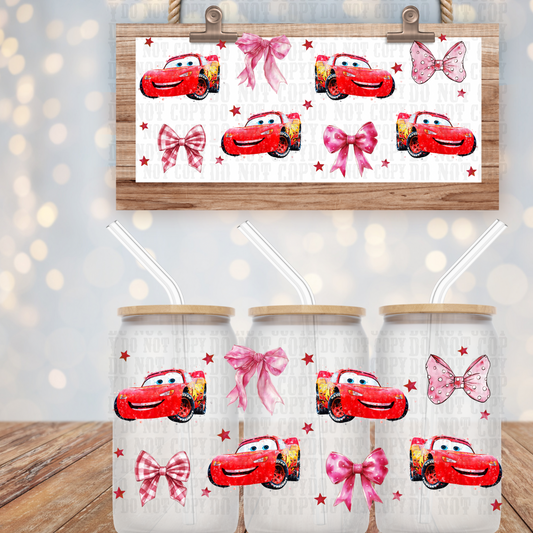 RED CARS UV DTF CUP WRAP