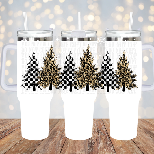 40oz CHECKER CHEETAH TREES UV DTF CUP WRAP
