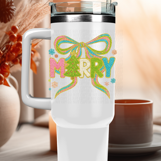 40oz FAUX YARN COQUETTE MERRY UV DTF DECAL