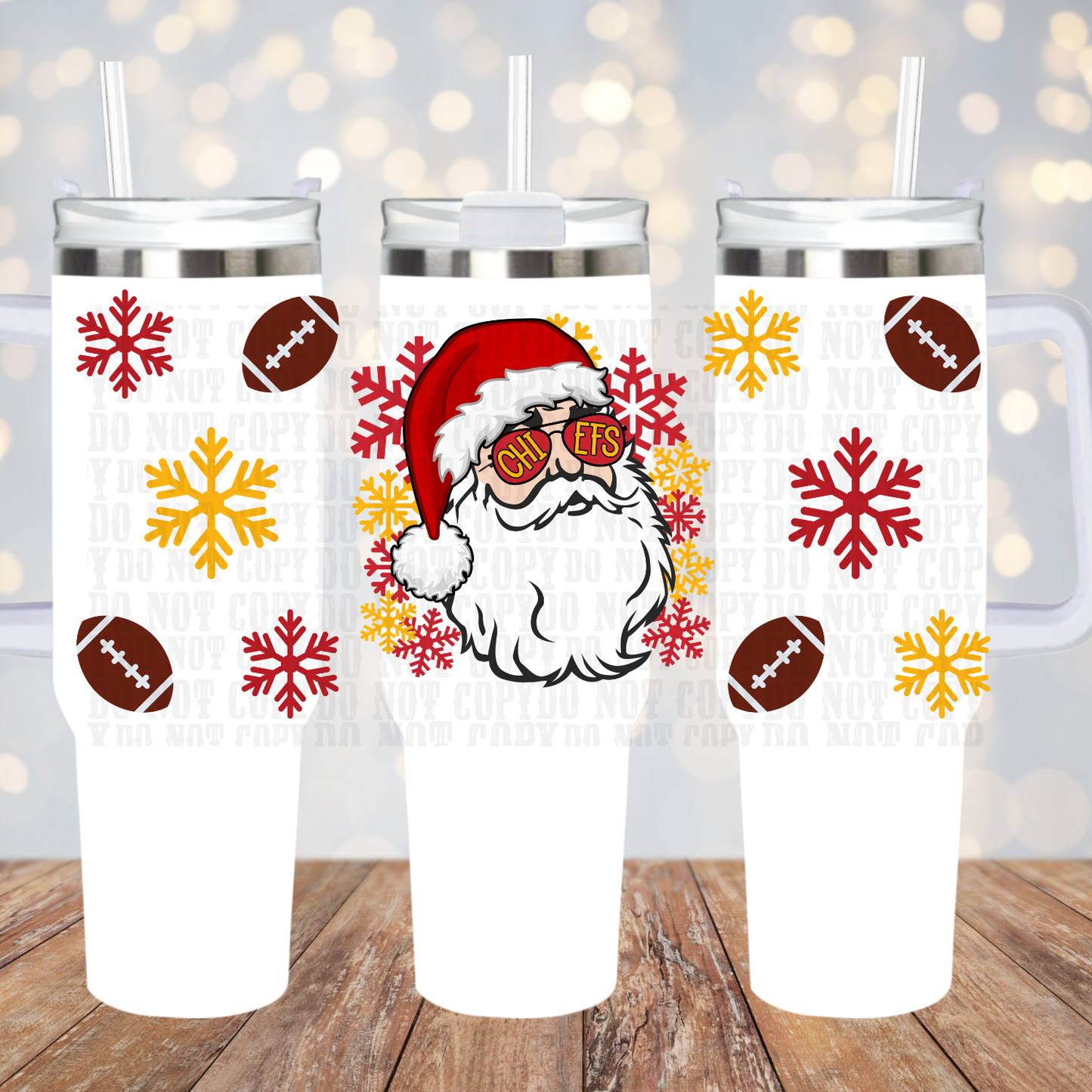 40oz FOOTBALL SANTA TEAMS BUNDLE    UV DTF CUP WRAP