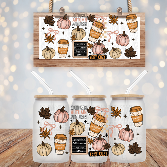 AUTUMN COFFEE COLLAGE UV DTF CUP WRAP