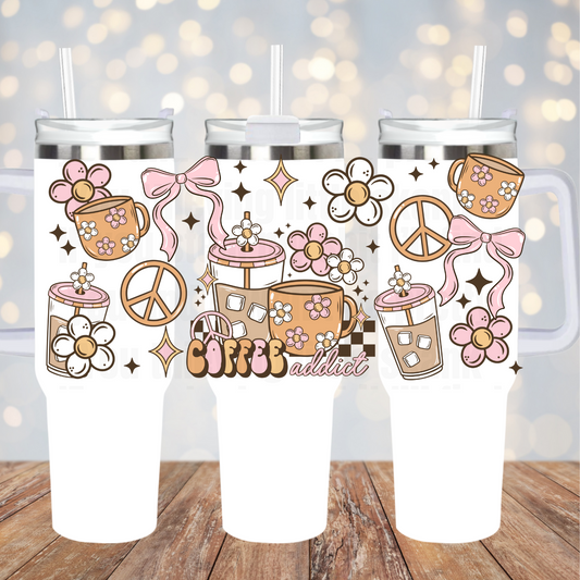 40oz COQUETTE COFFEE ADDICT UV DTF Cup Wrap