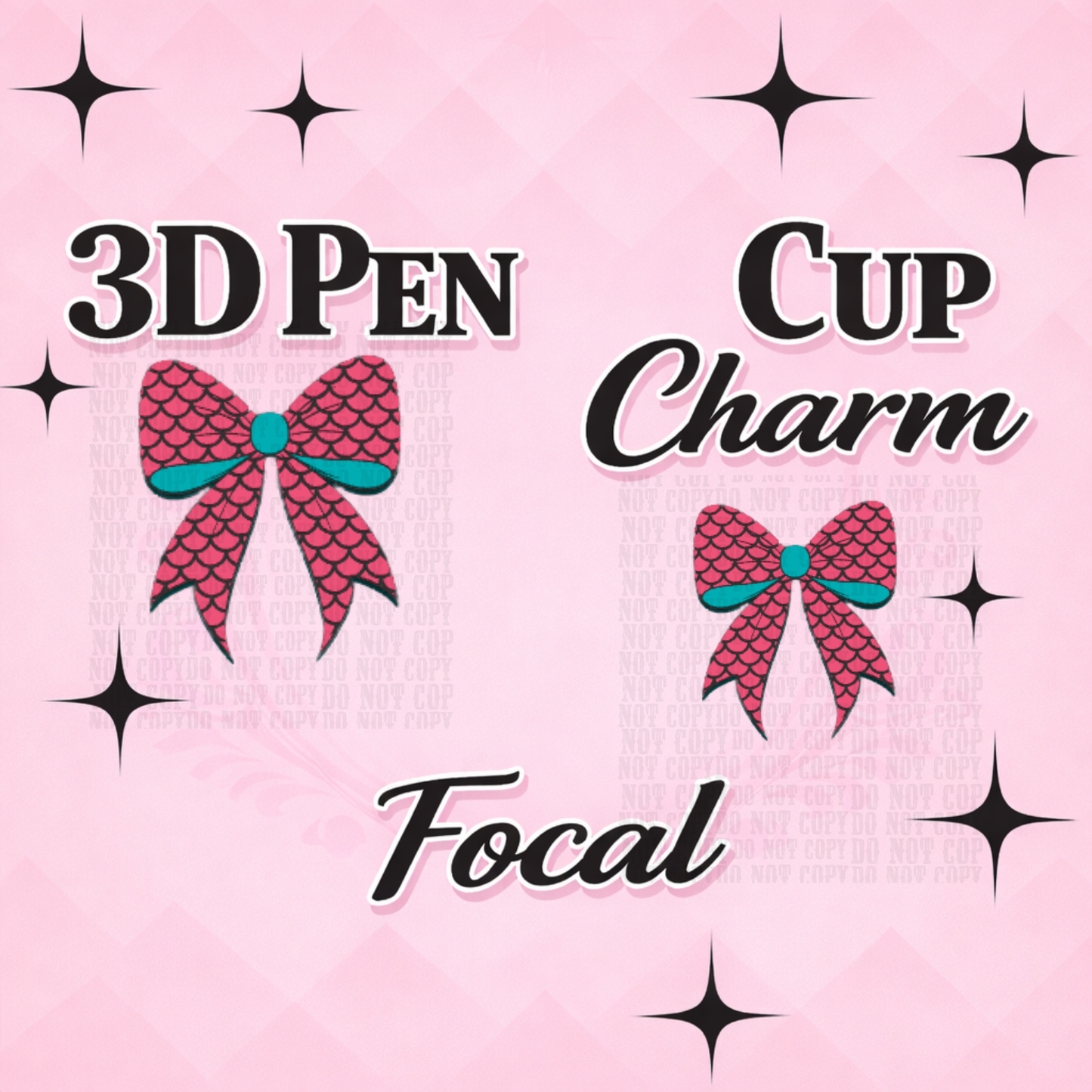 MERMAID BOW Focal for Pen & Cup Charms -Interchangeable Decorative Pen Toppers