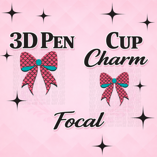 MERMAID BOW Focal for Pen & Cup Charms -Interchangeable Decorative Pen Toppers
