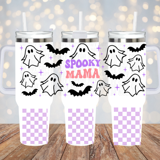 40oz SPOOKY MAMA CHECKERED  UV DTF CUP WRAP
