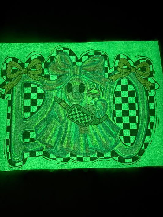 CHECKERED BOO GLOW IN THE DARK DTF