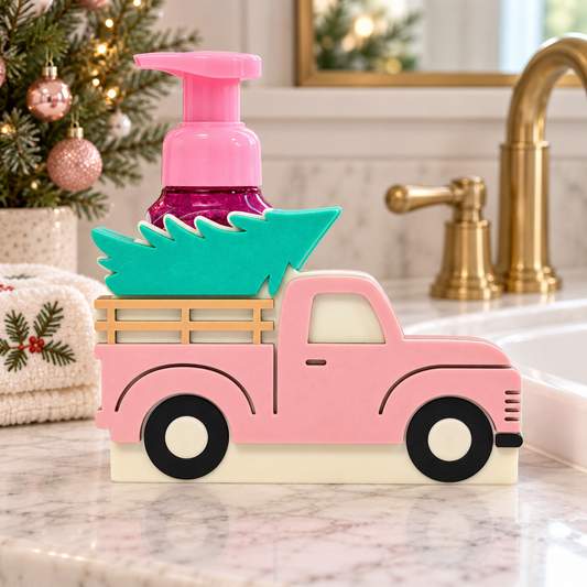 Tree Truck Soap Bottle Holder | Pink Christmas Bathroom Decor