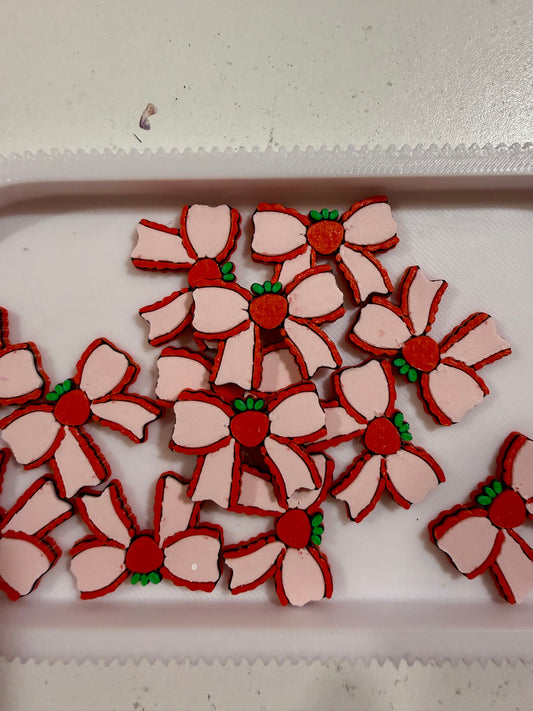 STRAWBERRY BOW Flat Back Lid Charms