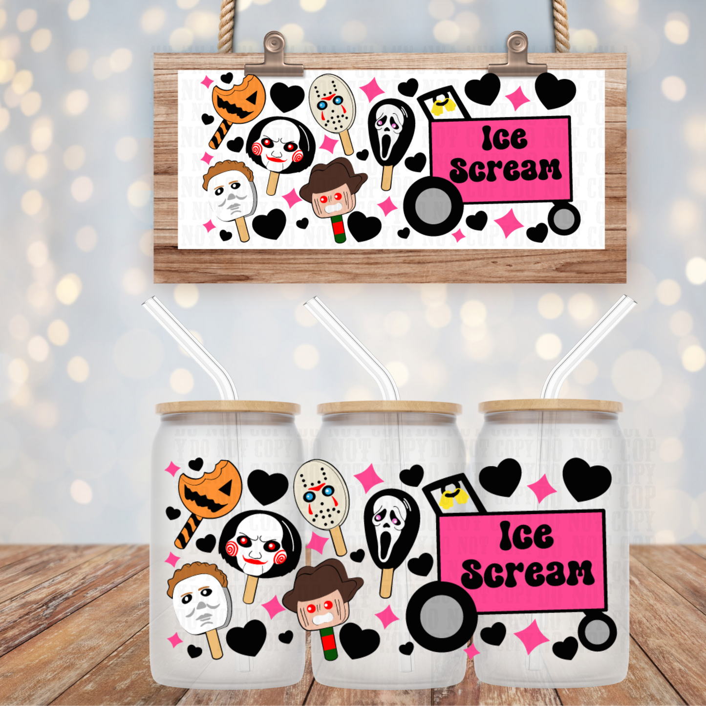 SCARY ICE CREAM TRUCK UV DTF CUP WRAP