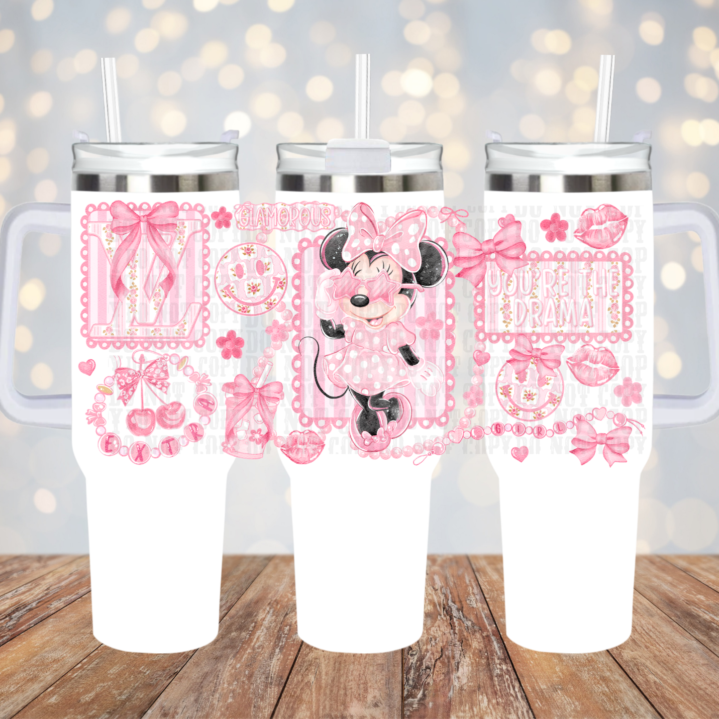 40oz COQUETTE CUTESY MOUSE UV DTF CUP WRAP