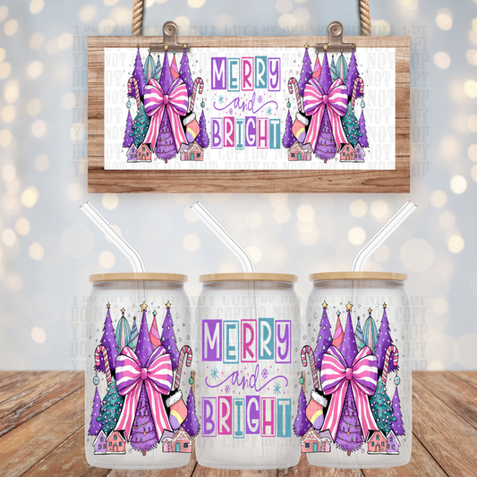 MERRY & BRIGHT COQUETTE UV DTF CUP WRAP