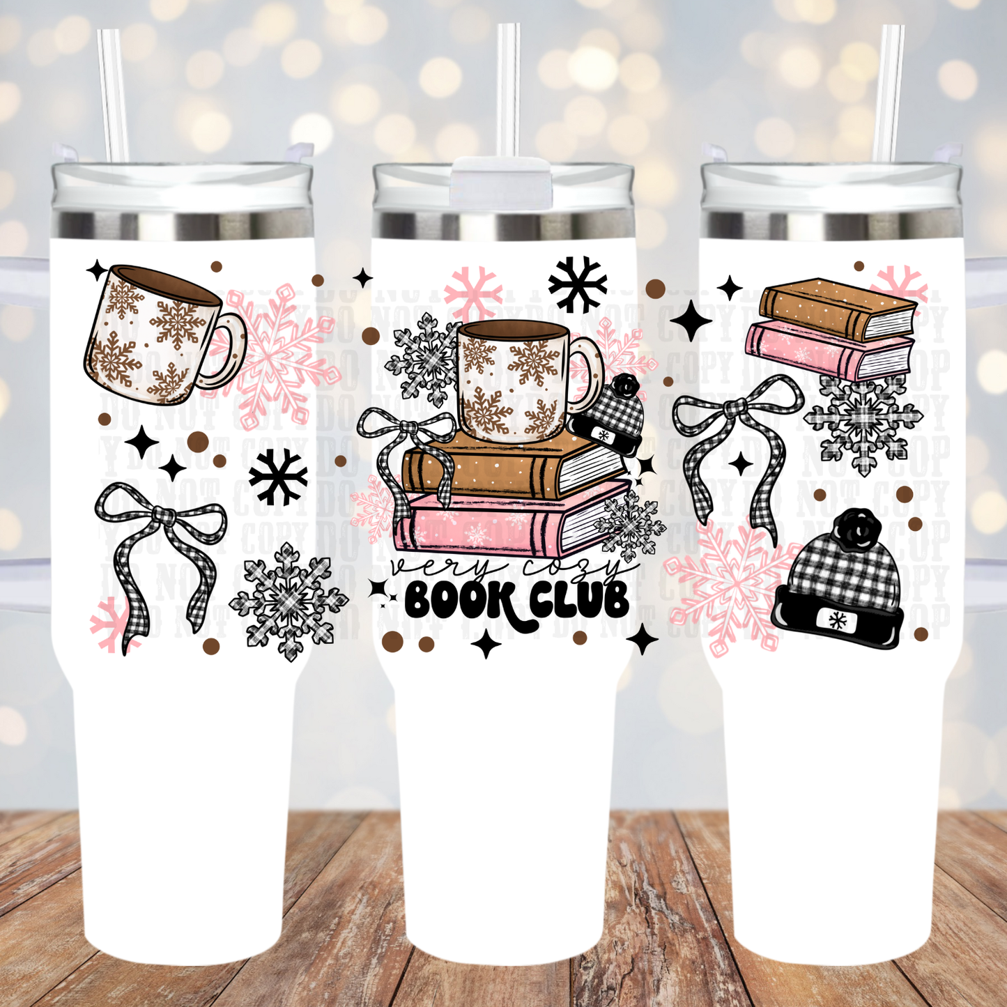 40oz COZY CHRISTMAS BOOK CLUB UV DTF CUP WRAP