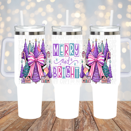 40oz MERRY & BRIGHT COQUETTE UV DTF CUP WRAP