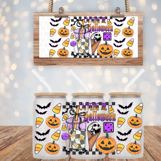 COFFEE AND HALLOWEEN  UV DTF CUP WRAP